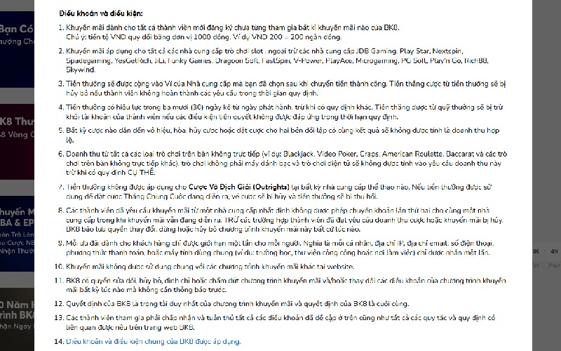 Thưởng chào mừng 288% (Tối đa 5.760 VNĐ) 3 Điều khoản & Điều kiện