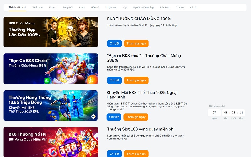 Khuyến mãi BK8 Khuyến mãi BK8